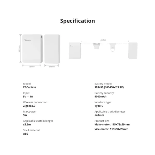 GloboStar® 80133 SONOFF ZBCurtain - Zigbee Smart Curtain Motor - Image 20