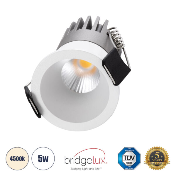 GloboStar® MICRO-S 60236 Χωνευτό LED Spot Downlight TrimLess Φ4cm 5W 650lm 38° AC 220-240V IP20 Φ4 x Υ5.9cm - Στρόγγυλο - Λευκό - Φυσικό Λευκό 4500K - Bridgelux COB - 5 Years Warranty