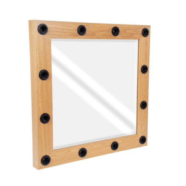 GloboStar® MAKEUP MIRROR-80x80-1 Μοντέρνος Καθρέπτης Μακιγιάζ με Πλαίσιο Φυσικού Ξύλου με Διακόπτη On/Off 12 x E27 AC220-240V - Μ80 x Π7 x Υ80cm - Μπεζ Δρυς - Image 4