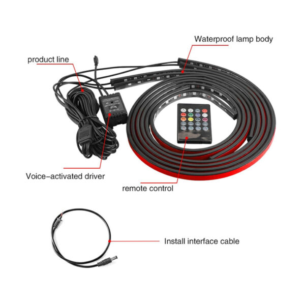 GloboStar® 81841 Car Underbody LED Tube Kit DC 12V 72W με Ασύρματο Χειριστήριο IR Αδιάβροχο IP68 Πολύχρωμο RGB - Image 5