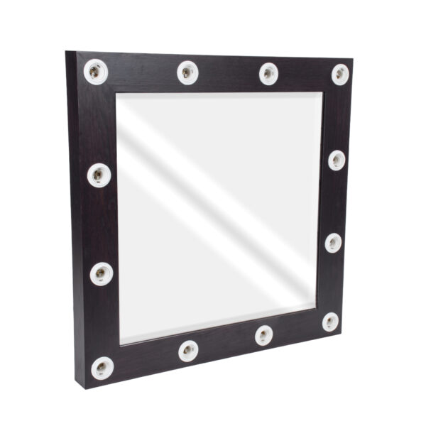 GloboStar® MAKEUP MIRROR-80x80-2 Μοντέρνος Καθρέπτης Μακιγιάζ με Πλαίσιο Φυσικού Ξύλου με Διακόπτη On/Off 12 x E27 AC220-240V - Μ80 x Π7 x Υ80cm - Καφέ Wenge - Image 4