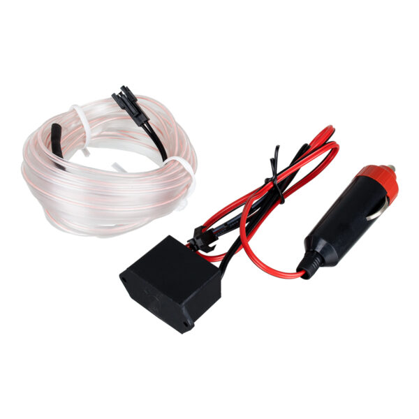 GloboStar® 82200 TUBE 360° Degree Διακοσμητική EL-Wire Neon Αυτοκινήτου Κορδόνι ΣΕΤ 3m 1W/3m 30lm/m 360° DC 12V με Βύσμα Αναπτήρα Αυτοκινήτου Αδιάβροχη IP68 Ψυχρό Λευκό 6000K - Image 2