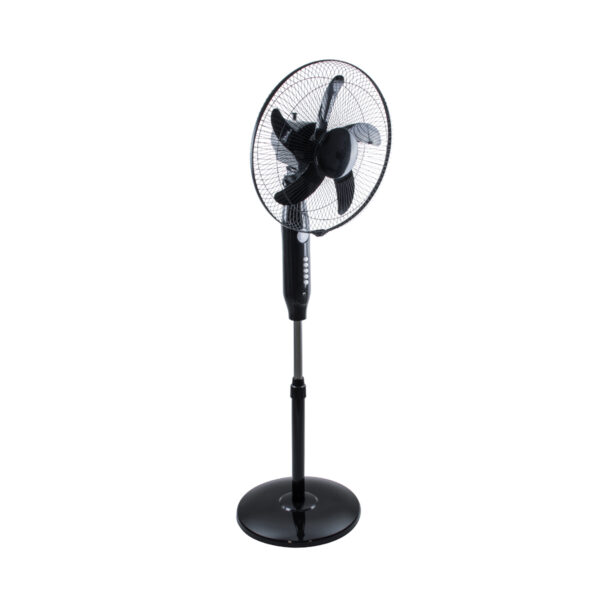 GloboStar® SOLARA-FAN 85356 Solar Fan Αυτόνομος Ηλιακός Επιδαπέδιος Ανεμιστήρας 25W 2 Λειτουργιών Ρεύματος με AC 220-240V ή με Φωτοβολταϊκό Panel 9V 12W & Επαναφορτιζόμενη Μπαταρία Li-ion 7.4V 4400mAh - 3 Ταχύτητες - Ενσωματωμένο USB 2.0 Charger Συσκευών - IP20 - Μ44 x Π37.5 x Υ132cm - Μαύρο - 2 Years Warranty - Image 2