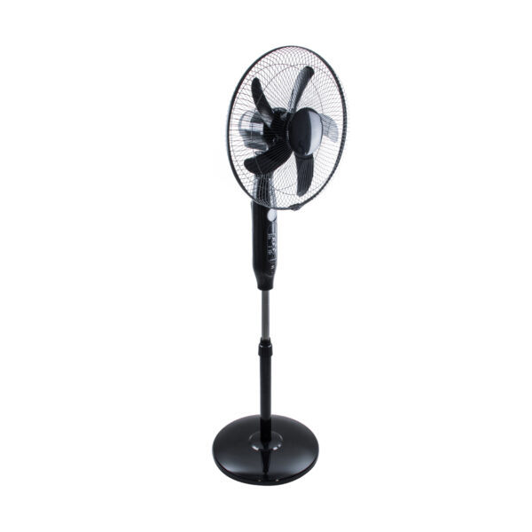 GloboStar® SOLARE-FAN 85358 Solar Fan Αυτόνομος Ηλιακός Επιδαπέδιος Ανεμιστήρας 25W 2 Λειτουργιών Ρεύματος με AC 220-240V ή με Φωτοβολταϊκό Panel 9V 15W & Επαναφορτιζόμενη Μπαταρία Li-ion 7.4V 6000mAh - 12 Ταχύτητες - Ασύρματο Χειριστήριο - Ενσωματωμένο USB 2.0 Charger Συσκευών - IP20 - Μ44 x Π37.5 x Υ132cm - Μαύρο - 2 Years Warranty - Image 2