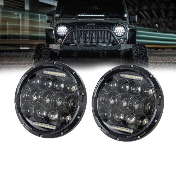 GloboStar® 85417 Σετ 2 x Φανάρια JEEP WRANGLER 7'' Ιντσών Βασικού Φωτισμού H/L με Ring Light DRL & Φλας LED CREE CXB COB 75W 12000lm DC 10-30V Αδιάβροχα IP67 Ψυχρό Λευκό 6000K