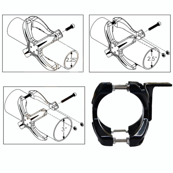 GloboStar® 85556 ΣΕΤ 2 Βάσεις Στήριξης για Μπάρες - Προβολάκια LED Rollbar JEEP BAR Holder - Brackets - 2.25" έως 3" Inches Universal - Image 8