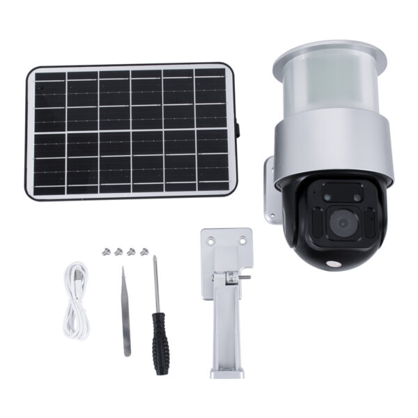 GloboStar® 86046 Αυτόνομος Ηλιακός Προβολέας LED SMD 24W 1200lm Camera 1080P 2MP WiFi 150° Μπαταρία 3200mAh Φωτοβολταϊκό Πάνελ Αισθητήρα Ημέρας-Νύχτας & Ρύθμιση Χρόνου Διπλή Κατέυθυνση Ομιλίας Αδιάβροχος IP66 Ψυχρό Λευκό 6000K - Ασημί - Image 7