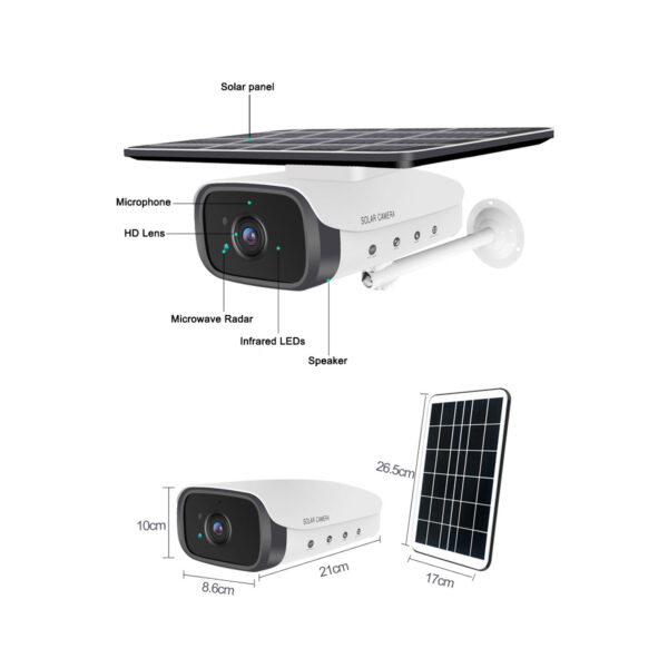 GloboStar® 86047 Αυτόνομη Ηλιακή Camera 1080P 2MP WiFi 150° Μπαταρία 3200mAh Φωτοβολταϊκό Πάνελ Διπλή Κατέυθυνση Ομιλίας Αδιάβροχη IP66 Ψυχρό Λευκό 6000K - Λευκό - Image 9