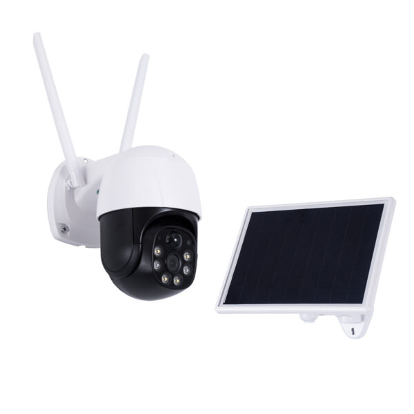 GloboStar® 86055 Αυτόνομη Ηλιακή IP Camera 1080P 2MP WiFi 350° Μοιρών - 3200mAh - Φωτοβολταϊκό Πάνελ - Νυχτερινή Όραση με LED IR - Ανιχνευτή Κίνησης - Νυχτερινή Λήψη - Αδιάβροχη IP66 - Λευκό - Image 2