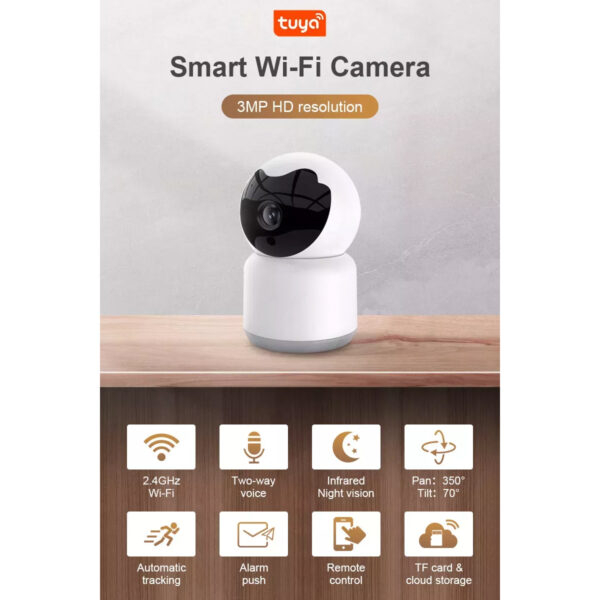 GloboStar® 86072 Table Camera WiFi HD 1080P 3MP 350° Two Way Audio & Motion Detection - Επιτραπέζια Κάμερα WiFi HD 1080P 350° Διπλή Κατέυθυνση Ομιλίας με Ανιχνευτή Κίνησης - Following Face Auto Tracking - Λευκό - Image 10