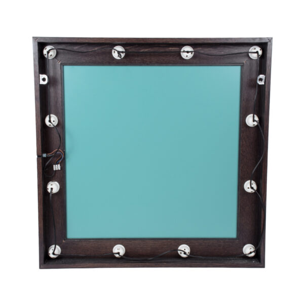 GloboStar® MAKEUP MIRROR-80x80-2 Μοντέρνος Καθρέπτης Μακιγιάζ με Πλαίσιο Φυσικού Ξύλου με Διακόπτη On/Off 12 x E27 AC220-240V - Μ80 x Π7 x Υ80cm - Καφέ Wenge - Image 6