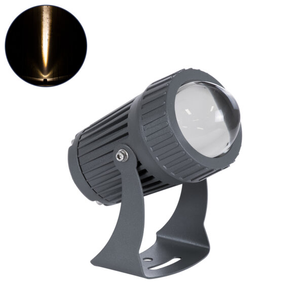 GloboStar® SPOT-FENIA 90135 Σποτ Φωτισμου Wall Washer LED 10W 1100lm 5° DC 24V Αδιάβροχο IP65 Φ7 x Υ12cm Θερμό Λευκό 2700K - Γκρι Ανθρακί - 3 Χρόνια Εγγύηση