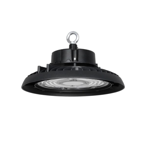 GLOBOSTAR® INDUSTRY 61501 Βιομηχανικό Φωτιστικό Καμπάνα High Bay UFO LED 150W 22500lm SDCM<5 90° AC 85-265V Αδιάβροχο IP65 IK08 Μαύρο Χυτό Αλουμίνιο - Φυσικό Λευκό 5000K - 275 x Sanan Opto SMD Chip & TÜV SÜD Driver - Μ26.5 x Π26.5 x Υ15cm - 5 Χρόνια Εγγύηση