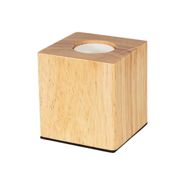 GloboStar® WOODBOX 99405 Μοντέρνο Επιτραπέζιο Φωτιστικό Πορτατίφ Μονόφωτο 1 x E27 AC220-240V με 1.35m Καλώδιο και Διακόπτη On/Off - Σώμα από Φυσικό Ξύλο - Μ7.6 x Π7.6 x Υ8.2cm - Μπεζ Δρυς - 5 Years Warranty - Image 2