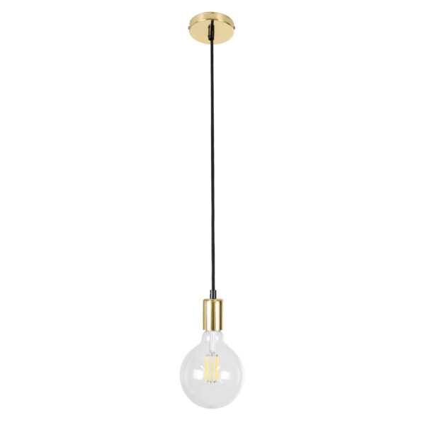 GloboStar® LUMI GOLD 99421 Μοντέρνο Κρεμαστό Φωτιστικό Ανάρτηση Μονόφωτο 1 x E27 IP20 Χρυσό Μέταλλο - Μ4 x Π4 x Υ110cm