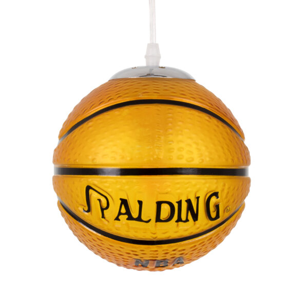 GloboStar® SPALDING NBA 00645 Παιδικό Κρεμαστό Φωτιστικό Μπάλα Μονόφωτο 1 x E27 IP20 Πορτοκαλί & Μαύρο Γυαλί - Μ18 x Π18 x Υ18cm