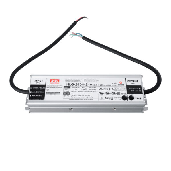 GloboStar® HLG-240H-24A 90793 MEANWELL Αδιάβροχο Ρυθμιζόμενο Μεταλλικό Τροφοδοτικό SELV για Προϊόντα LED 240W 10A - AC 220-240V σε DC 24V - Ρυθμιζόμενο από 22.4VDC έως 25.6VDC - Αδιάβροχο IP65 Μ24.4 x Π6.8 x Υ3.88cm - 3 Years Warranty - Image 3