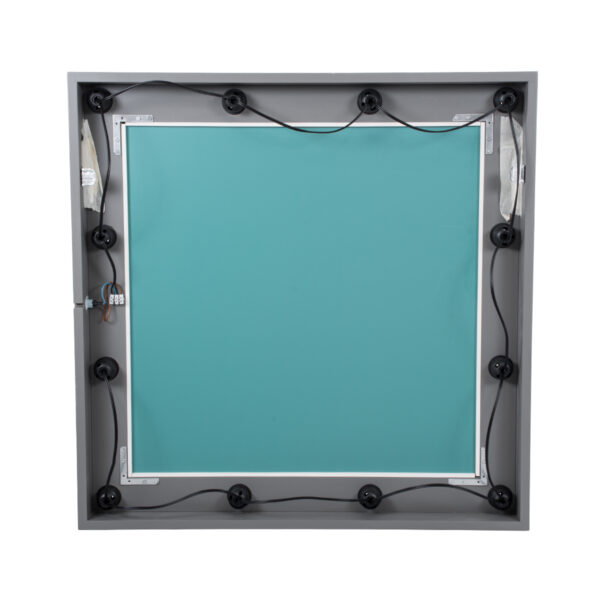 GloboStar® MAKEUP MIRROR-80x80-6 Μοντέρνος Καθρέπτης Μακιγιάζ με Πλαίσιο Φυσικού Ξύλου με Διακόπτη On/Off 12 x E27 AC220-240V - Μ80 x Π7 x Υ80cm - Γκρι Ανθρακί - Image 6