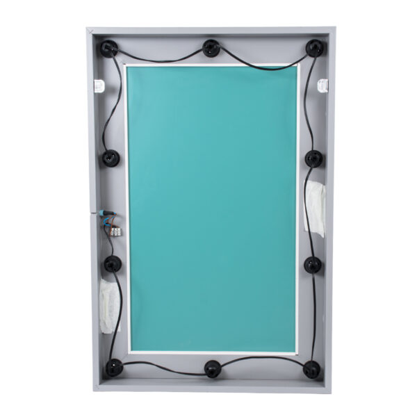 GloboStar® MAKEUP MIRROR-60x90-3 Μοντέρνος Καθρέπτης Μακιγιάζ με Πλαίσιο Φυσικού Ξύλου με Διακόπτη On/Off 10 x E27 AC220-240V - Μ60 x Π7 x Υ90cm - Γκρι Τσιμέντου - Image 6