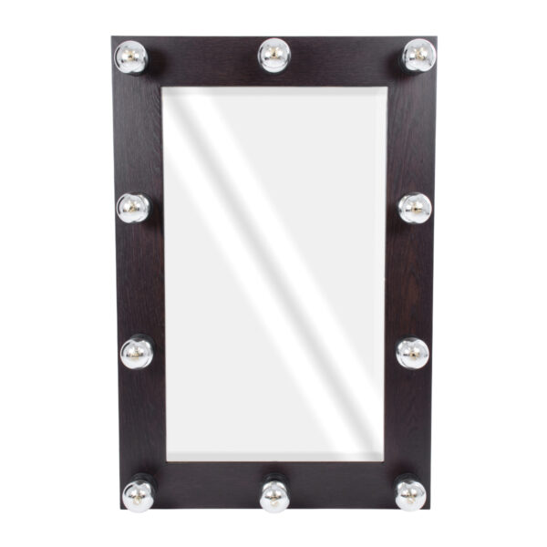 GloboStar® MAKEUP MIRROR-60x90-2 Μοντέρνος Καθρέπτης Μακιγιάζ με Πλαίσιο Φυσικού Ξύλου με Διακόπτη On/Off 10 x E27 AC220-240V - Μ60 x Π7 x Υ90cm - Καφέ Wenge - Image 2