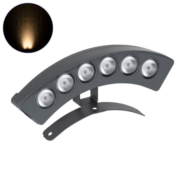 GloboStar® TREELIGHT-PLANTE 90456 Κυρτή Μπάρα Φωτισμού Wall Washer Ειδική για Φυτά - Δέντρα LED 6W 660lm 15° DC 24V Αδιάβροχο IP67 Μ17.5 x Π4.5 x Υ8cm Θερμό Λευκό 2700K - Γκρι Ανθρακί - 3 Χρόνια Εγγύηση