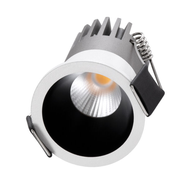 GloboStar® MICRO-S 60235 Χωνευτό LED Spot Downlight TrimLess Φ4cm 5W 625lm 38° AC 220-240V IP20 Φ4 x Υ5.9cm - Στρόγγυλο - Λευκό με Μαύρο Κάτοπτρο - Θερμό Λευκό 2700K - Bridgelux COB - 5 Years Warranty - Image 2