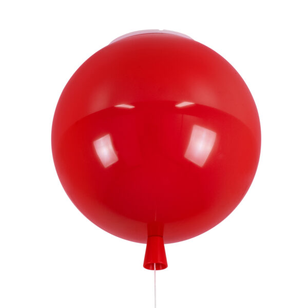 GloboStar® BALLOON 00652 Παιδικό Φωτιστικό Οροφής Μπάλα Μονόφωτο 1 x E27 IP20 Κόκκινο Πλαστικό με Ασημί Μέταλλο - Μ30 x Π30 x Υ33cm