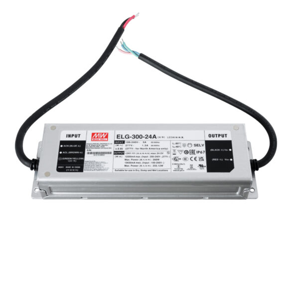 GloboStar® ELG-300-24A 90790 MEANWELL Αδιάβροχο Ρυθμιζόμενο Μεταλλικό Τροφοδοτικό SELV για Προϊόντα LED 300W 12.5A - AC 220-240V σε DC 24V - Ρυθμιζόμενο από 22.4VDC έως 25.6VDC - Αδιάβροχο IP67 Μ24.6 x Π7.7 x Υ3.95cm - 3 Years Warranty - Image 3