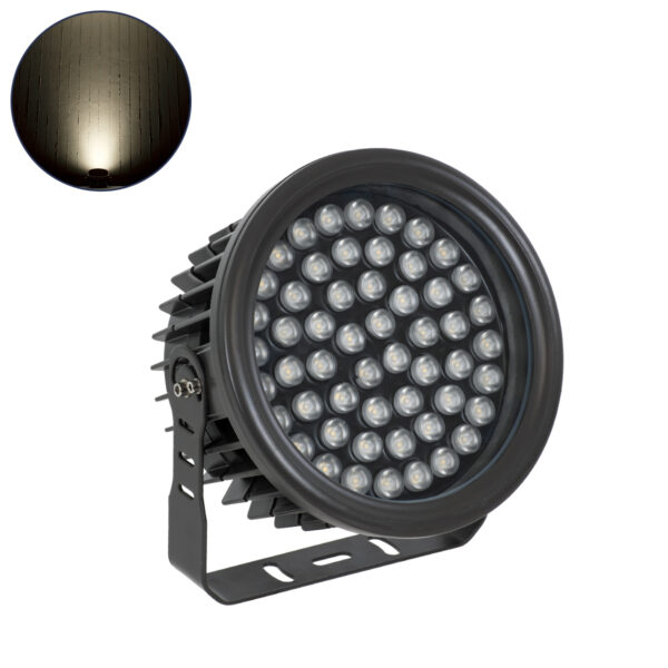 GloboStar® FLOOD-NEVA 90399 Προβολέας Wall Washer για Φωτισμό Κτιρίων LED 54W 5130lm 30° DC 24V Αδιάβροχο IP65 L24.5 x W24.5 x H14.7cm Φυσικό Λευκό 4500K - Μαύρο - 3 Years Warranty