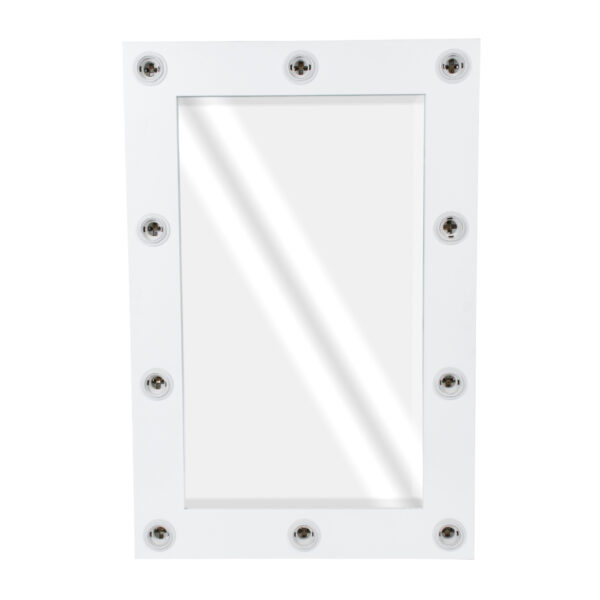 GloboStar® MAKEUP MIRROR-60x90-4 Μοντέρνος Καθρέπτης Μακιγιάζ με Πλαίσιο Φυσικού Ξύλου με Διακόπτη On/Off 10 x E27 AC220-240V - Μ60 x Π7 x Υ90cm - Λευκή Λάκα - Image 3