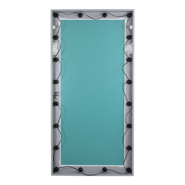 GloboStar® MAKEUP MIRROR-160x80-3 Μοντέρνος Καθρέπτης Μακιγιάζ με Πλαίσιο Φυσικού Ξύλου με Διακόπτη On/Off 20 x E27 AC220-240V - Μ80 x Π7 x Υ160cm - Γκρι Τσιμέντου - Image 6