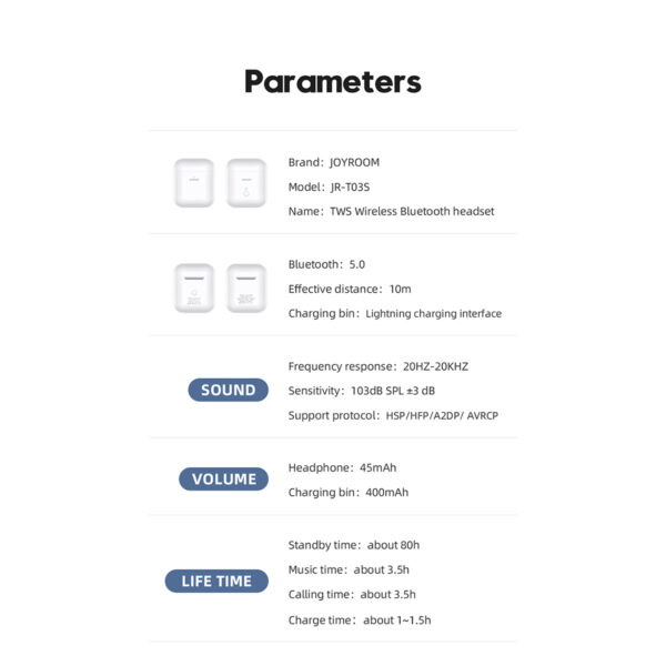 GloboStar® 87051 JOYROOM Originals JR-T03S TWS Earphones με Θήκη Φόρτισης True Wireless Bluetooth V5.0 Binaural Συμβατό με iOS & Android Μαύρο - Image 22
