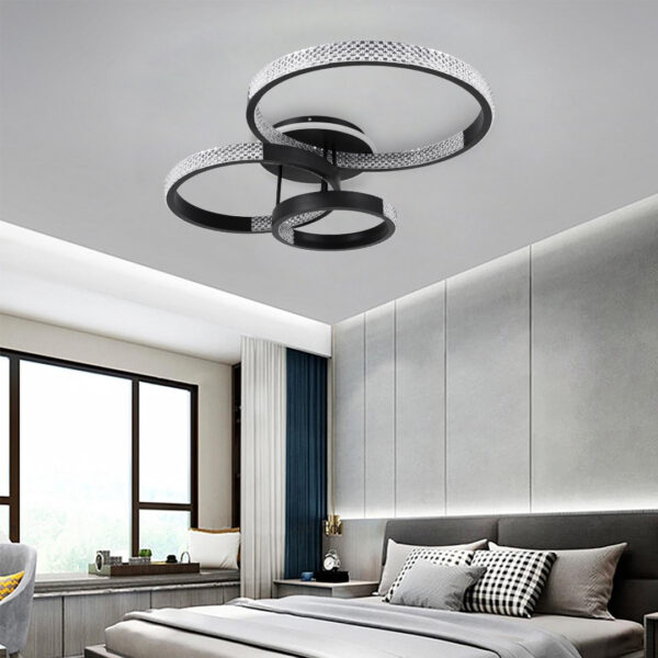 GloboStar® DIAMOND 61114 Φωτιστικό Οροφής Δαχτυλίδι-Κύκλος LED CCT 100W 12123lm 360° AC 220-240V - Εναλλαγή Φωτισμού μέσω Τηλεχειριστηρίου All In One Ψυχρό 6000k+Φυσικό 4500k+Θερμό 2700k Dimmable Φ30+40+50cm+BackLight - Μαύρο - 3 Years Warranty - Image 8