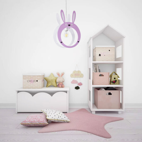 GloboStar® BUNNY 61577 Παιδικό Κρεμαστό Φωτιστικό Φιγούρα Μονόφωτο 1 x E27 IP20 Ροζ & Άσπρο Πλαστικό - Μ27.2 x Π15.5 x Υ40cm - Image 13