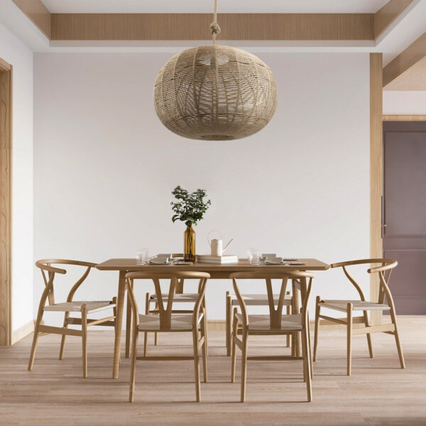 GloboStar® MANDALA 00732 Boho Κρεμαστό Φωτιστικό Πλέγμα Μονόφωτο 1 x E27 IP20 Μπεζ Σχοινί - Μ80 x Π80 x Υ60cm - Image 10