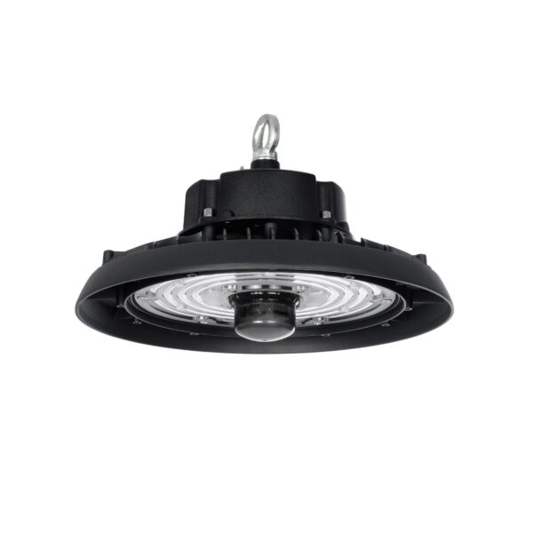 GLOBOSTAR® INDUSTRY 61704 Βιομηχανικό Φωτιστικό Καμπάνα High Bay UFO Τεχνολογίας Smart Group Linkable Control System 2.4Ghz με Αισθητήρα Κίνησης Microwave LED 100W 15000lm SDCM<5 90° AC 85-265V Αδιάβροχο IP65 IK08 Μαύρο Χυτό Αλουμίνιο - Φυσικό Λευκό 5000K - 175 x Sanan Opto SMD Chip & TÜV SÜD Driver - Μ26.5 x Π26.5 x Υ15cm - 5 Χρόνια Εγγύηση