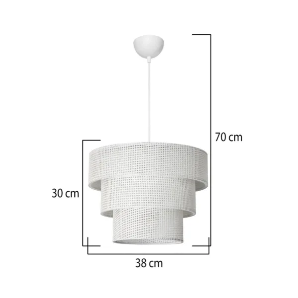 GloboStar® LEVEL 203-0275 Μοντέρνο Κρεμαστό Φωτιστικό Καπέλο Μονόφωτο 1 x E27 IP20 Λευκό Διάτρητο Ύφασμα - Μ30 x Π30 x Υ90cm - Image 3
