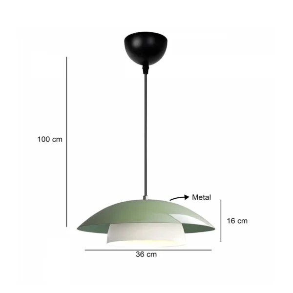 GloboStar® AURA 204-0119 Μοντέρνο Κρεμαστό Φωτιστικό Καμπάνα Μονόφωτο 1 x E27 IP20 Πράσινο & Λευκό Μέταλλο - Μ31 x Π31 x Υ27cm - Image 2