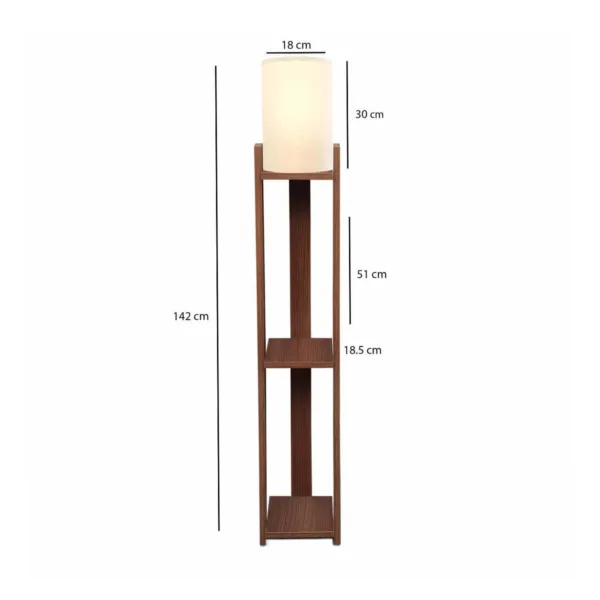 GloboStar® VENTORA 204-0125 Μοντέρνο Eπιδαπέδιο Φωτιστικό Μονόφωτο 1 x E27 IP20 Καφέ Ξύλο με Μπεζ Ύφασμα - Μ20 x Π20 x Υ142cm - Image 2
