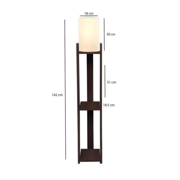 GloboStar® VENTORA 204-0126 Μοντέρνο Eπιδαπέδιο Φωτιστικό Μονόφωτο 1 x E27 IP20 Καφέ Ξύλο με Μπεζ Ύφασμα - Μ20 x Π20 x Υ142cm - Image 2