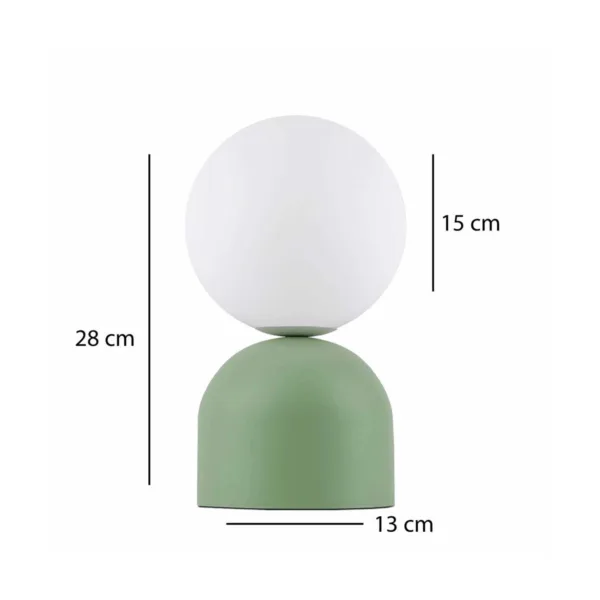 GloboStar® MAGIC 204-0130 Μοντέρνο Eπιτραπέζιο Φωτιστικό Μονόφωτο 1 x E27 IP20 Πράσινο Μέταλλο με Λευκό Γυαλί - Μ13 x Π13 x Υ28cm - Image 2