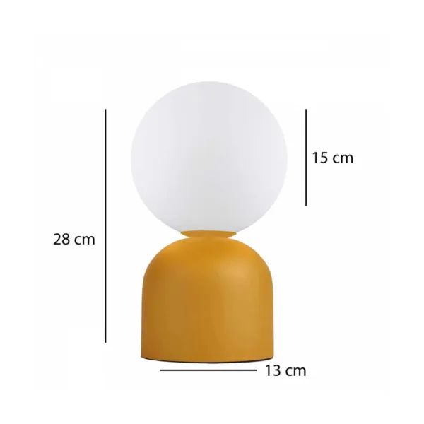 GloboStar® MAGIC 204-0131 Μοντέρνο Eπιτραπέζιο Φωτιστικό Μονόφωτο 1 x E27 IP20 Κίτρινο Μέταλλο με Λευκό Γυαλί - Μ13 x Π13 x Υ28cm - Image 2