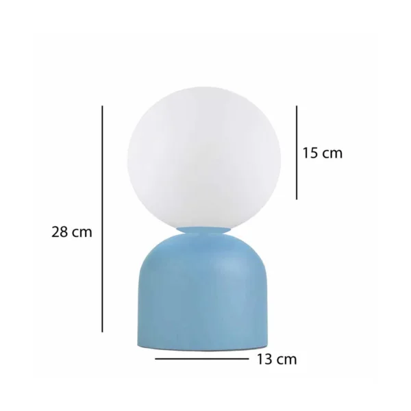 GloboStar® MAGIC 204-0133 Μοντέρνο Eπιτραπέζιο Φωτιστικό Μονόφωτο 1 x E27 IP20 Μπλε Μέταλλο με Λευκό Γυαλί - Μ13 x Π13 x Υ28cm - Image 2