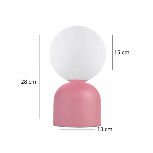 GloboStar® MAGIC 204-0134 Μοντέρνο Eπιτραπέζιο Φωτιστικό Μονόφωτο 1 x E27 IP20 Ροζ Μέταλλο με Λευκό Γυαλί - Μ13 x Π13 x Υ28cm - Image 2