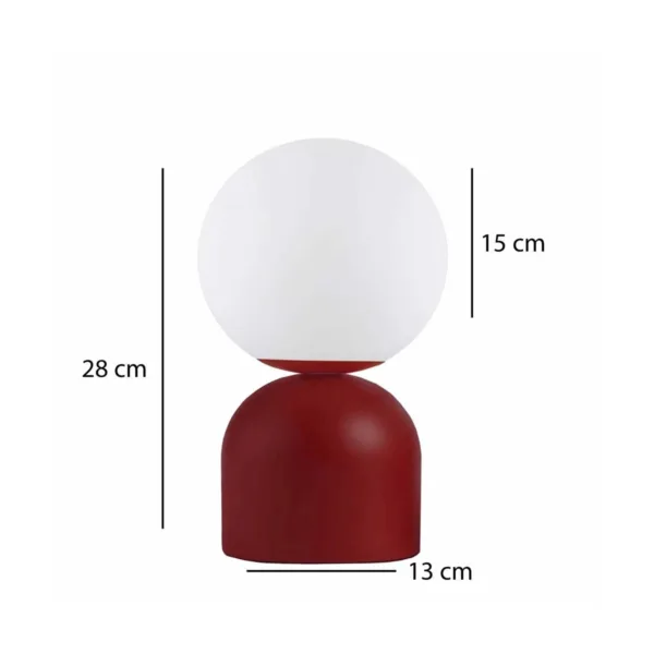 GloboStar® MAGIC 204-0135 Μοντέρνο Eπιτραπέζιο Φωτιστικό Μονόφωτο 1 x E27 IP20 Κόκκινο Μέταλλο με Λευκό Γυαλί - Μ13 x Π13 x Υ28cm - Image 2