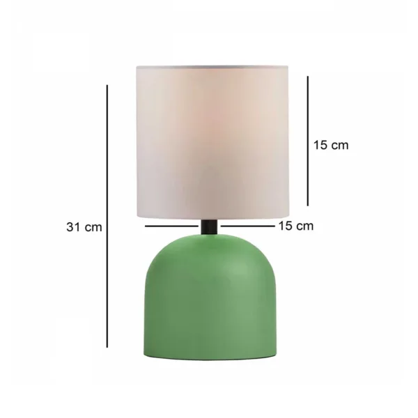 GloboStar® LOREN 204-0136 Μοντέρνο Eπιτραπέζιο Φωτιστικό Μονόφωτο 1 x E27 IP20 Πράσινο Μέταλλο με Μπεζ Ύφασμα - Μ15 x Π15 x Υ31cm - Image 2