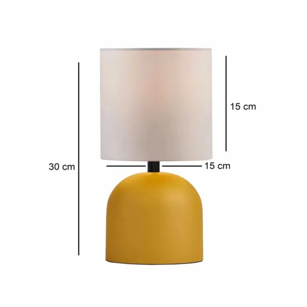 GloboStar® LOREN 204-0137 Μοντέρνο Eπιτραπέζιο Φωτιστικό Μονόφωτο 1 x E27 IP20 Κίτρινο Μέταλλο με Μπεζ Ύφασμα - Μ15 x Π15 x Υ31cm - Image 2