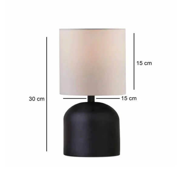GloboStar® LOREN 204-0138 Μοντέρνο Eπιτραπέζιο Φωτιστικό Μονόφωτο 1 x E27 IP20 Μαύρο Μέταλλο με Μπεζ Ύφασμα - Μ15 x Π15 x Υ31cm - Image 2