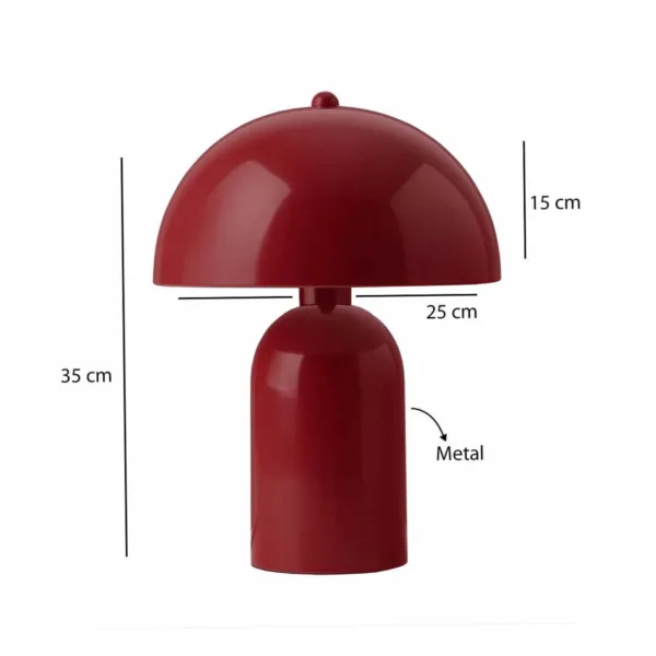 GloboStar® GASCO 204-0148 Μοντέρνο Eπιτραπέζιο Φωτιστικό Μονόφωτο 1 x E27 IP20 Κόκκινο Μέταλλο - Μ25 x Π25 x Υ35cm - Image 2