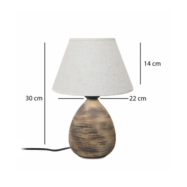 GloboStar® LISBON 204-0150 Vintage Eπιτραπέζιο Φωτιστικό Μονόφωτο 1 x E27 IP20 Καφέ Κεραμικό με Μπεζ Ύφασμα - Μ22 x Π22 x Υ30cm - Image 2